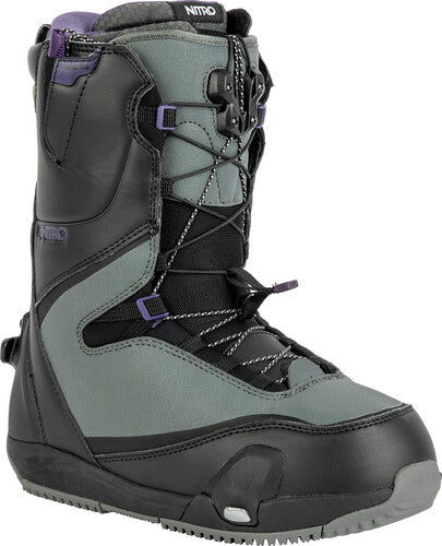 Nitro Cave Tls Step On Womens Snowboard Boot in Black and Charcoal 2023