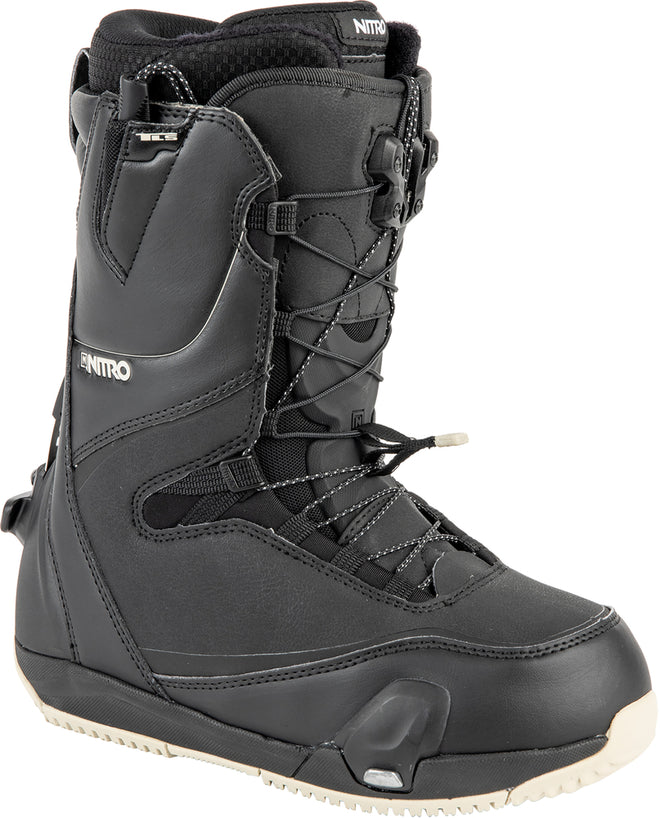Nitro Cave TLS Step On Womens Snowboard Boots in Black and Sand 2024 - M I L O S P O R T