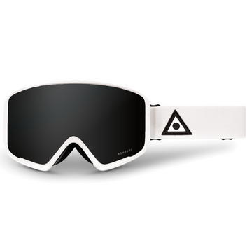 Ashbury Arrow Triangle White Triangle Snow Goggle in a Dark Smoke Lens with a Yellow Bonus Lens 2023