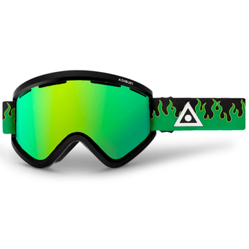 Ashbury Blackbird Green Flame Snow Goggle in a Green Mirror Lens with a Yellow Bonus Lens 2023