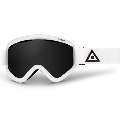 Ashbury Blackbird Triangle White Triangle Snow Goggle in a Dark Smoke Lens with a Yellow Bonus Lens 2023