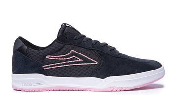 Lakai Atlantic Skate Shoe in Charcoal and Pink Suede