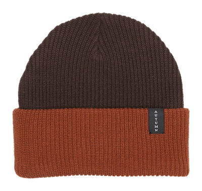 2022 Autumn Select Blocked Beanie in Burnt Orange And Brown