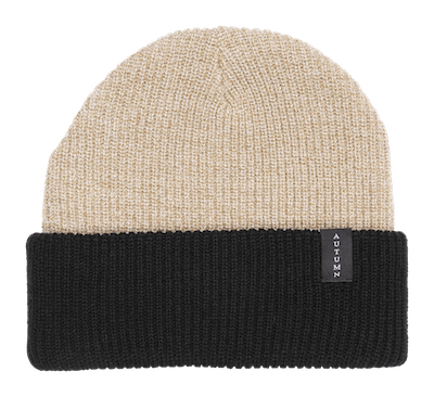 2022 Autumn Select Blocked Beanie in Oatmeal And Black