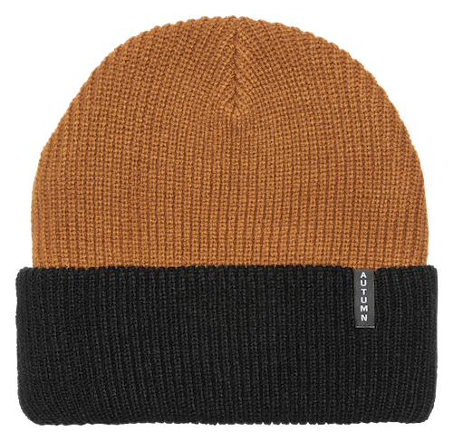Autumn Blocked Beanie In Work Brown - M I L O S P O R T