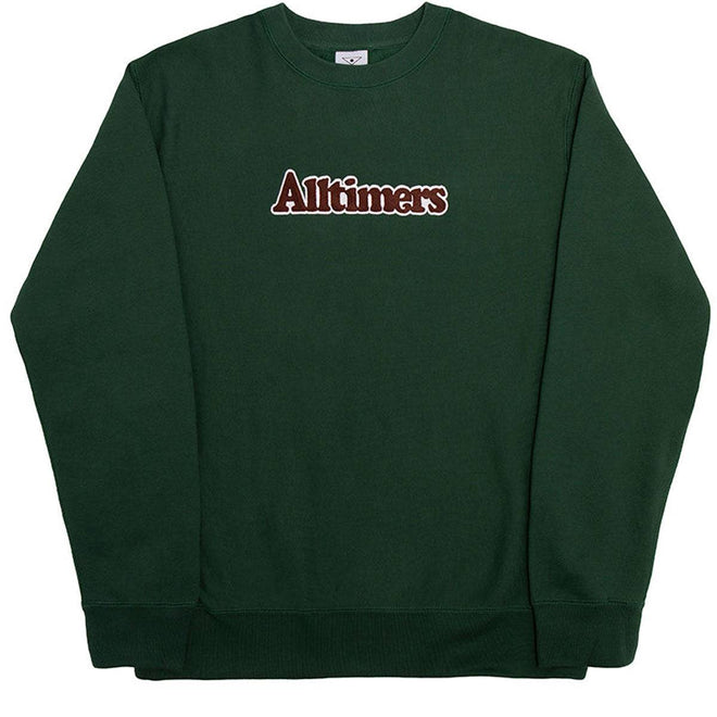Alltimers Embroidered Heavyweight Broadway Crew in Alpine Green - M I L O S P O R T