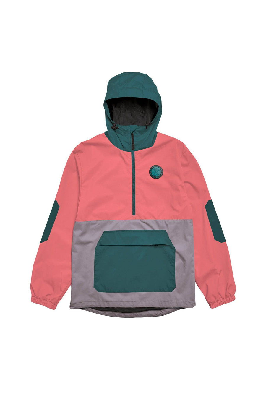 Airblaster Breakwinder Packable Pullover Jacket in Hot Coral and Spruce 2023