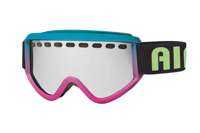 Airblaster Air Goggle in Matte Teal-Hot Pink with a Amber Chrome Replacement Lens 2023
