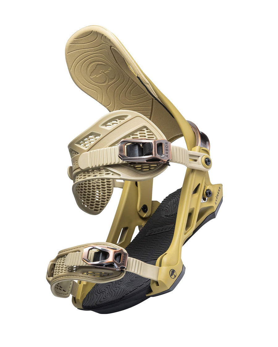 2022 Arbor Cypress Snowboard Bindings in Dried Tomato Yellow view two