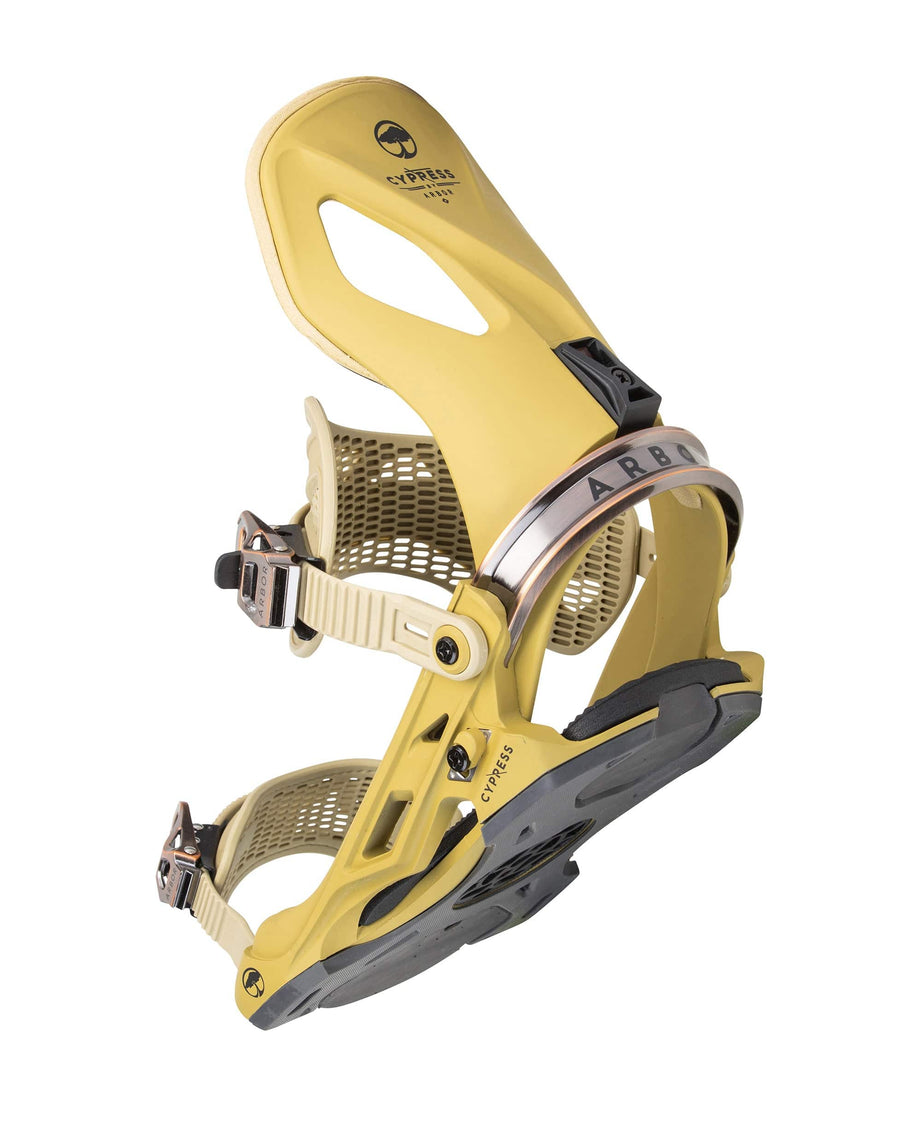 2022 Arbor Cypress Snowboard Bindings in Dried Tomato Yellow view four
