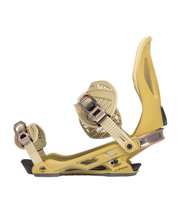 2022 Arbor Cypress Snowboard Bindings in Dried Tomato Yellow view one
