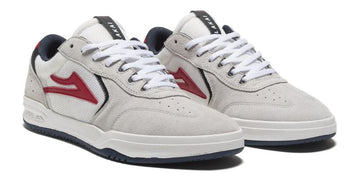 Lakai Atlantic Skate Shoe in White and Navy Suede