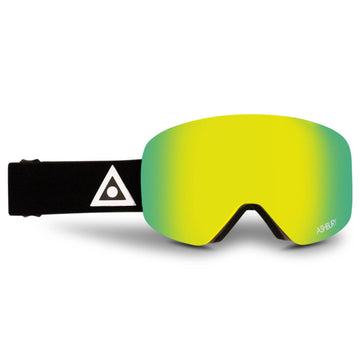 2022 Ashbury Hornet Black Triangle Snow Goggle with a Gold Mirror Lens and a Yellow Spare Lens