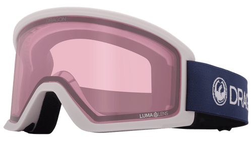 Dragon DX3 OTG Snow Goggle in the Block Lilac Frames with a Lumalens Rose Lens 2023