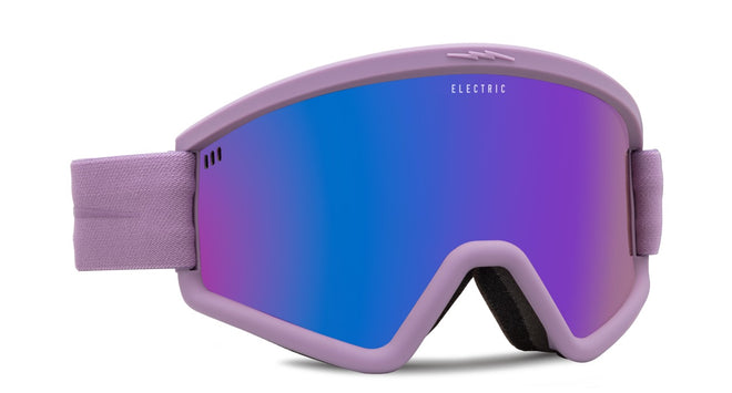 Electric Hex Snow Goggle in the Matte Mauve Frames with a Purple Chrome Lens and a Yellow Bonus Lens 2023