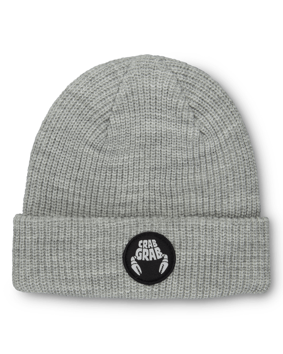 2022 Crab Grab Circle Patch Beanie in Heather Grey