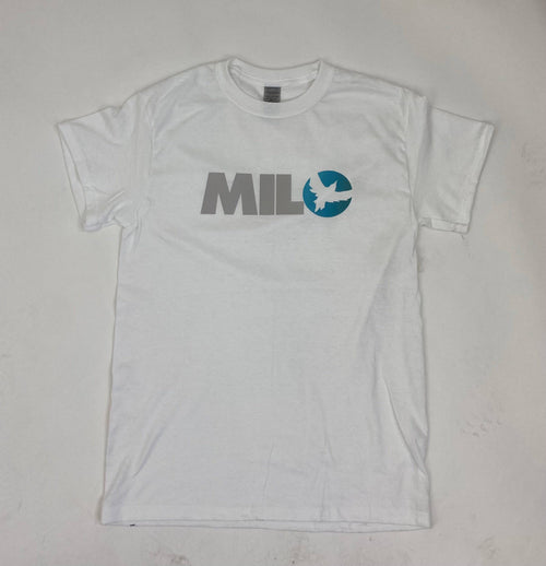 Milosport Block Logo Bird Shirt in White - M I L O S P O R T