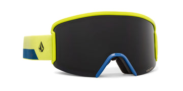2022 Volcom Garden Snow Goggle in Blue Lime Frames with a Dark Gray Lens and a Yellow Bonus Lens