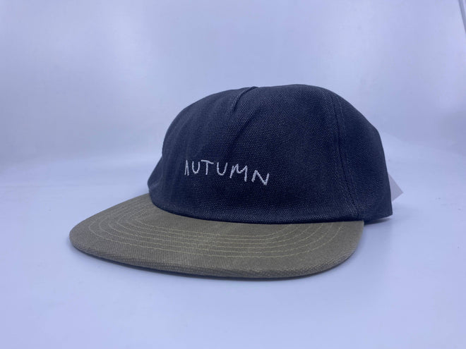 Autumn 5 Panel Twill Snapback Hat in Washed canvas Black