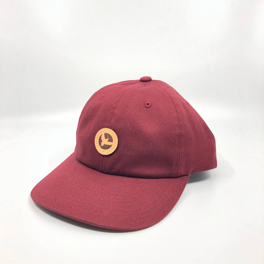 Milo Leather Patchwork Dad Hat in Maroon