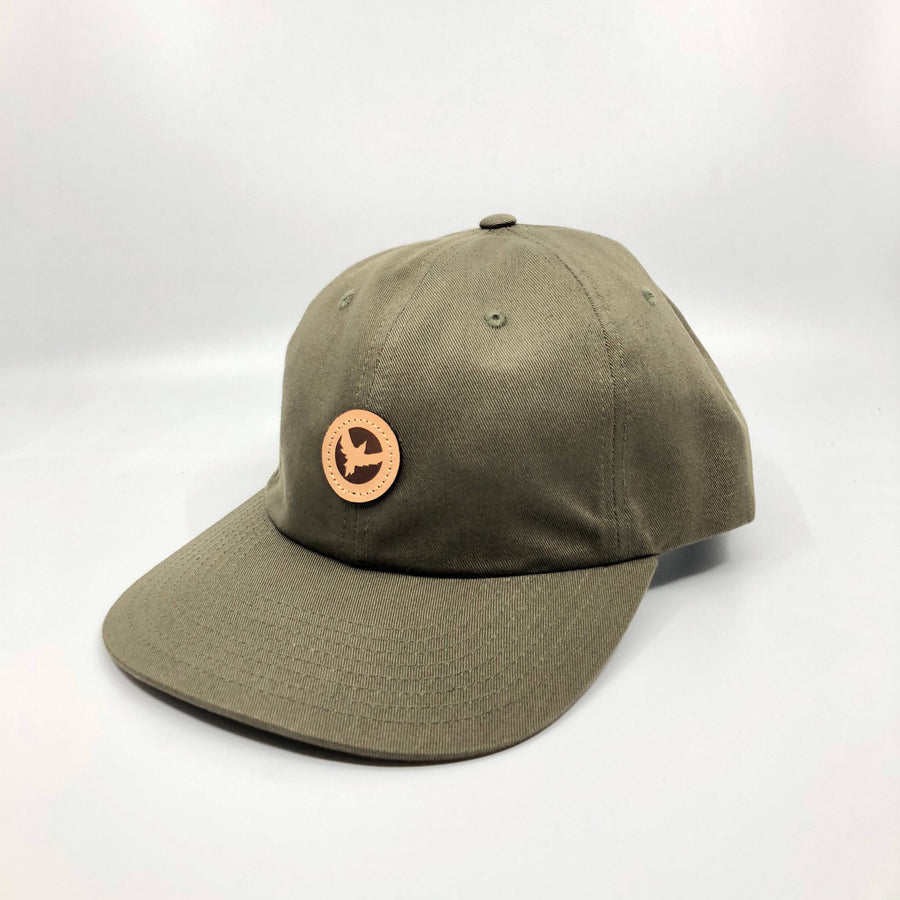 Milo Leather Patchwork Dad Hat in Olive