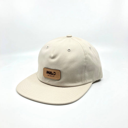 Milo Leather Patchwork Flat Brim Hat in Cream - M I L O S P O R T