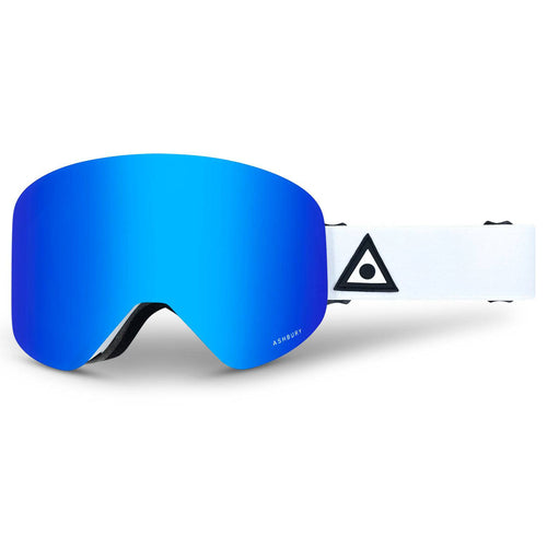 2022 Ashbury Hornet White Triangle Snow Goggle with a Gold Mirror Lens and a Yellow Spare Lens - M I L O S P O R T