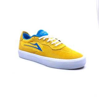 Lakai Essex Skate Shoe in Gold and Blue Suede