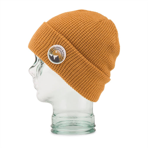 2022 Volcom Womens Waffle Patch Beanie in Resin Gold - M I L O S P O R T