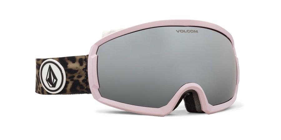 2022 Volcom Migrations Snow Goggle in Pink Leopard Frames with a Silver Chrome Lens and a Yellow Bonus Lens
