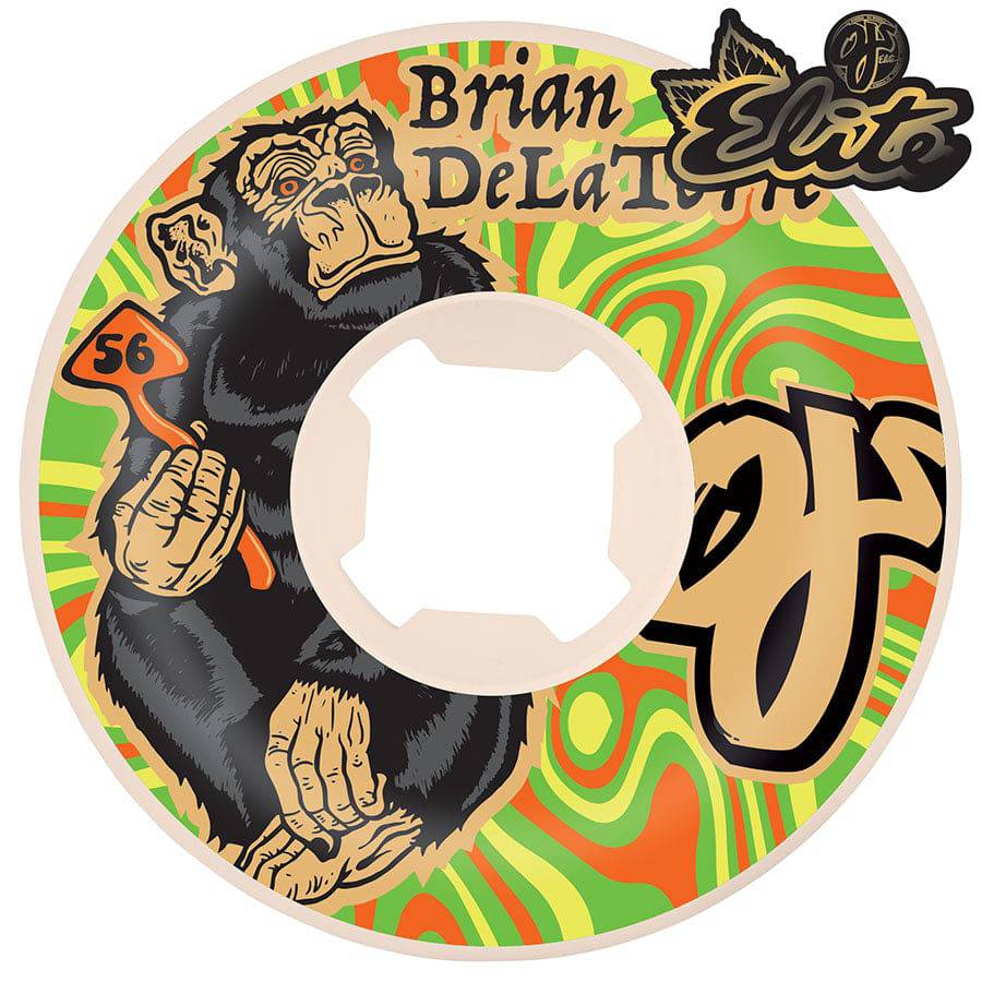 OJ Wheels 56mm Delatorre Trip Elite White Hardline 101a Skate Wheel - M I L O S P O R T