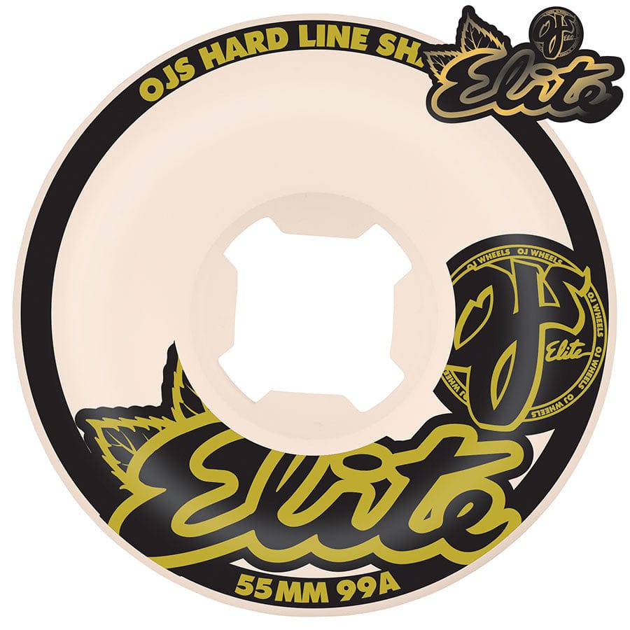 OJ Wheels 55mm Elite White Hardline 99a Skate Wheels