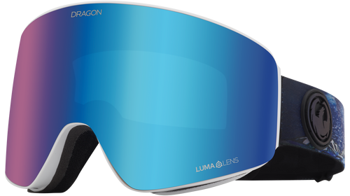 Dragon PXV Snow Goggle in the Iguchi Signature Frames with a Lumalens Blue Ion Lens with a Lumalens Amber Bonus Lens 2023