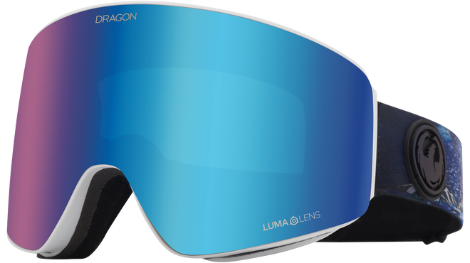 Dragon PXV Snow Goggle in the Iguchi Signature Frames with a Lumalens Blue Ion Lens with a Lumalens Amber Bonus Lens 2023 - M I L O S P O R T