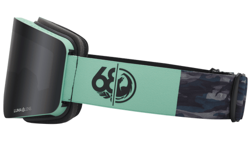Dragon R1 OTG Snow Goggle in the 686 Colab Frames with a Lumalens Dark Smoke Lens with a Lumalens Yellow Bonus Lens 2023