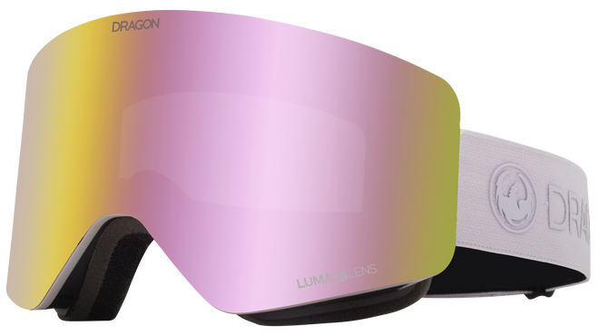 Dragon R1 OTG Snow Goggle in the Lilac Frames with a Lumalens Pink Ion Lens with a Lumalens Dark Smoke Bonus Lens 2023 - M I L O S P O R T