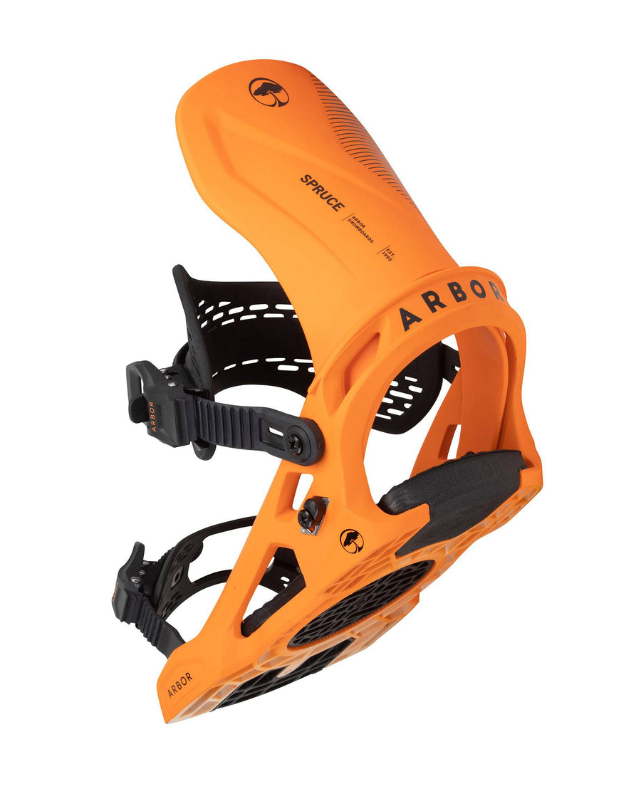 2022 Arbor Spruce Snowboard Bindings in Orange view four