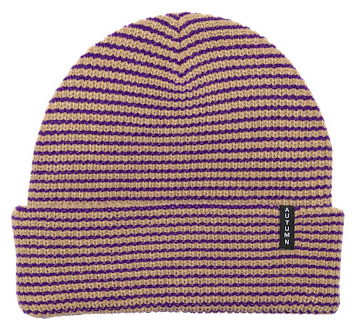 Autumn Stripe Beanie In Khaki And Purple - M I L O S P O R T
