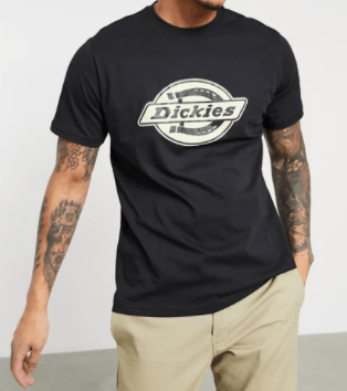 Dickies Relaxed Fit Graphic Short Sleeve in Black and White