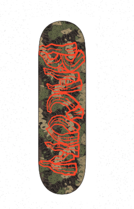 Bacon Camo Skateboard in Green 8"