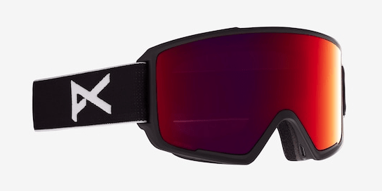2022 Anon M3 Snow Goggle with Bonus Lens and a MFI Face Mask in Black with a Perceive Sunny Red lens