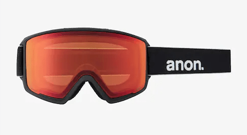 2022 Anon M3 Snow Goggle with Bonus Lens and a MFI Face Mask in Black with a Perceive Sunny Red lens