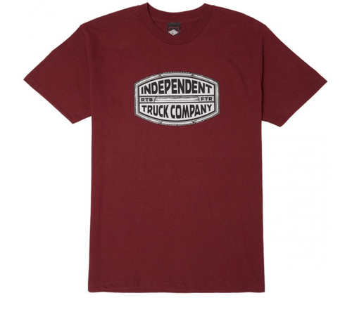 Independent ITC Curb Regular Mens T-Shirt in Burgundy - M I L O S P O R T