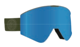 2022 Electric Kleveland II Snow Goggle in Army Drab With a Blue Chrome Lens and a Yellow Bonus Lens