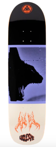 Welcome Feline Skateboard on Son of Planchette 8.38'' in Black and Bone