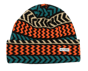 Autumn Chevron Beanie in Teal
