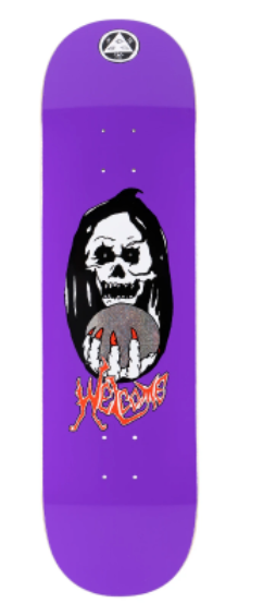 Welcome Clairvoyant on Evil Twin Skateboard Deck in Purple