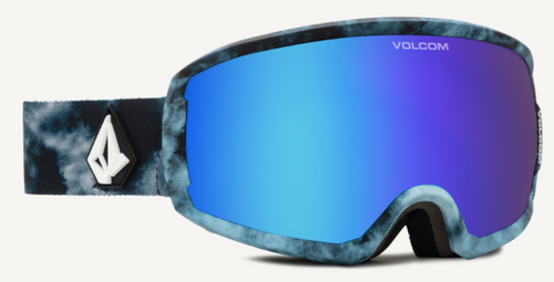 Volcom Migrations Snow Goggle in Lagoon Tie-Dye Frames with a Blue Chrome Lens and a Yellow Tint Bonus Lens 2023