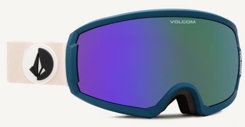 Volcom Migrations Snow Goggle in Party Pink and Slate Blue Frames with a Purple Chrome Lens and a Yellow Tint Bonus Lens 2023 - M I L O S P O R T