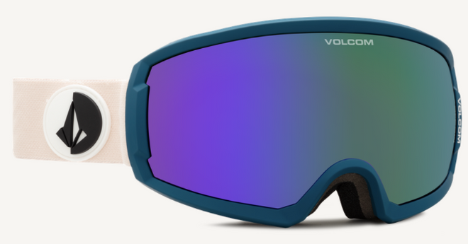 Volcom Migrations Snow Goggle in Party Pink and Slate Blue Frames with a Purple Chrome Lens and a Yellow Tint Bonus Lens 2023 - M I L O S P O R T